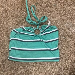 Striped Crop Halter Top